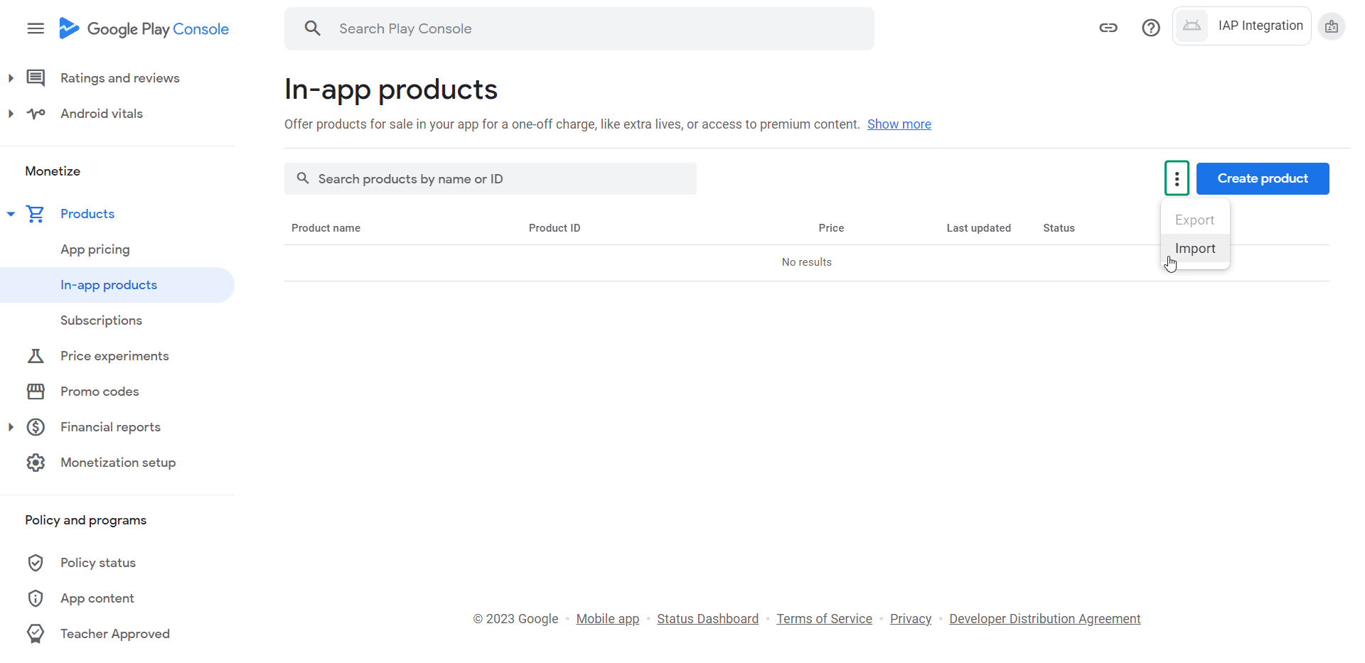 Create product